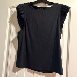 J. Crew Sleeveless Tank Top XL with Ruffled Arm Opening Black